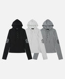 DAXUEN Cropped hooded long-sleeved top with graphics