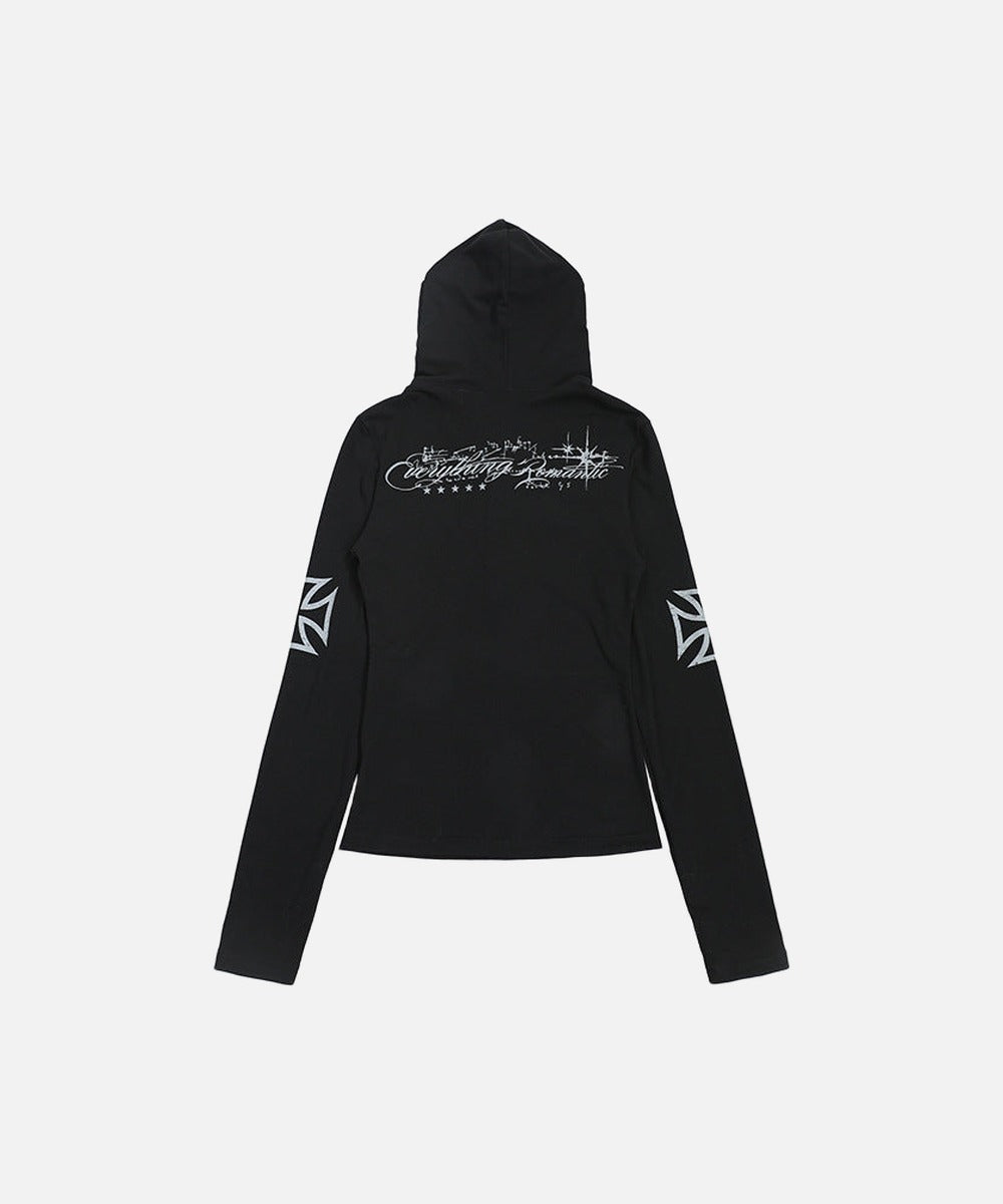 DAXUEN Cropped hooded long-sleeved top with graphics