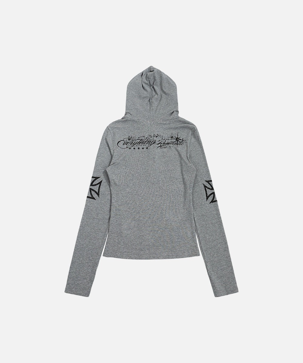 DAXUEN Cropped hooded long-sleeved top with graphics