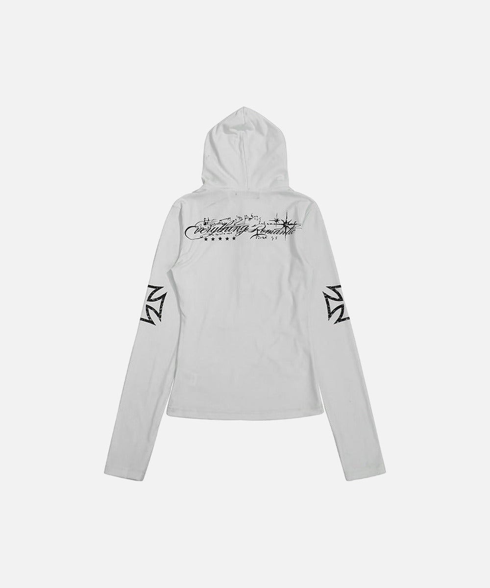 DAXUEN Cropped hooded long-sleeved top with graphics