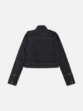 DAXUEN Cropped indigo denim jacket with gold-toned details