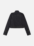 DAXUEN Cropped indigo denim jacket with gold-toned details