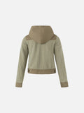 DAXUEN olive green and beige cropped hooded jacket