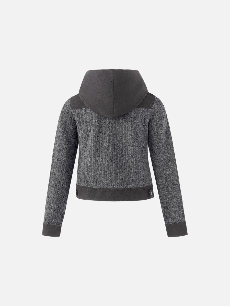 DAXUEN olive green and beige cropped hooded jacket
