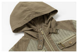 DAXUEN olive green and beige cropped hooded jacket
