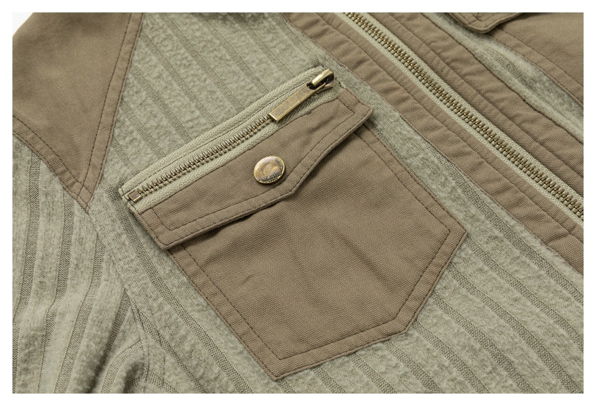 DAXUEN olive green and beige cropped hooded jacket