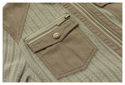 DAXUEN olive green and beige cropped hooded jacket