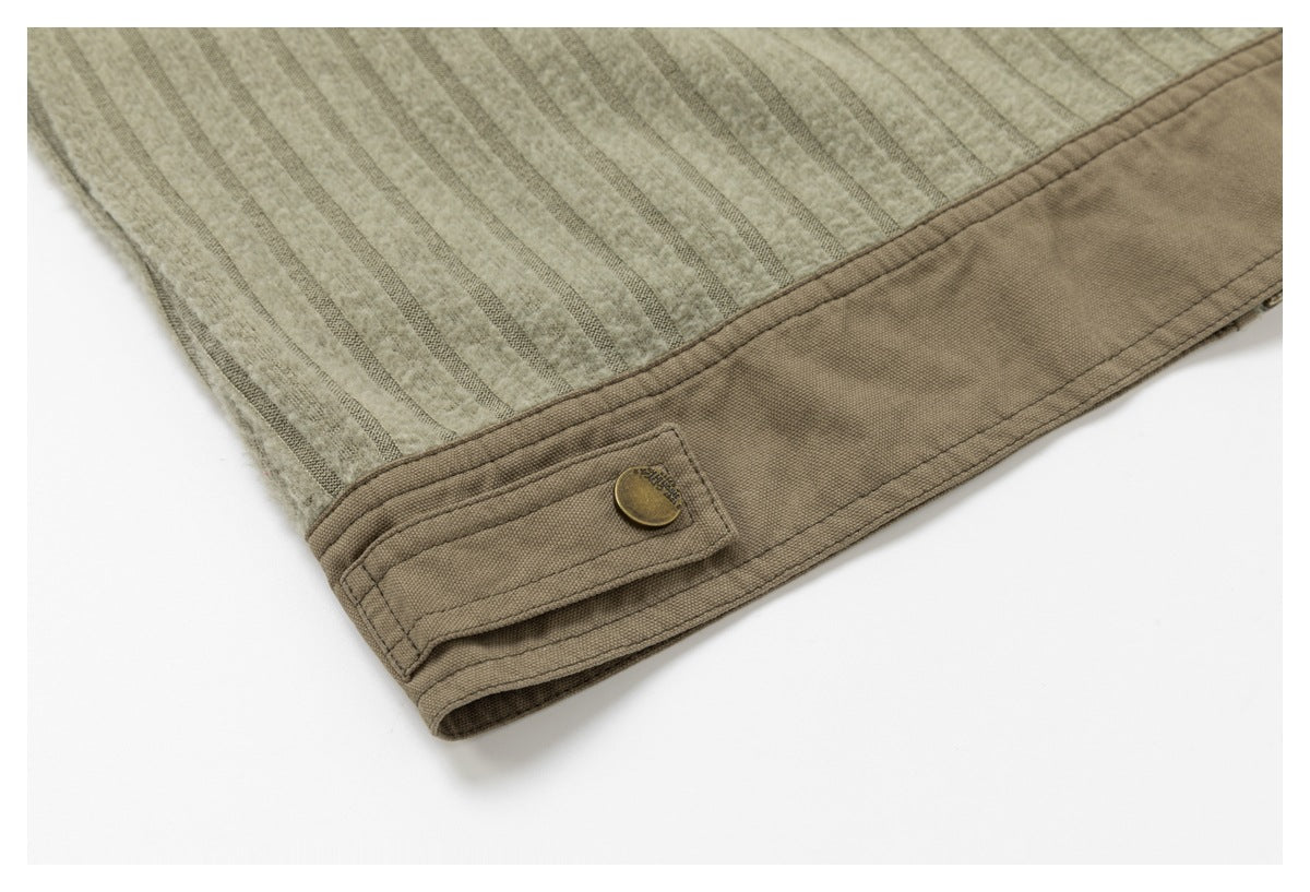 DAXUEN olive green and beige cropped hooded jacket
