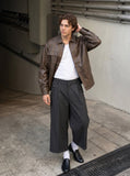 DAXUEN Cropped wide-leg culotte pants with pinstripes — model photo