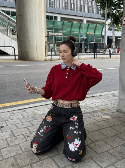 DAXUEN Cropped Wide-Leg Denim Pants | DAXUEN — model photo
