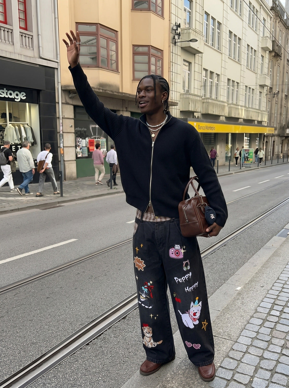DAXUEN Cropped Wide-Leg Denim Pants | DAXUEN — model photo