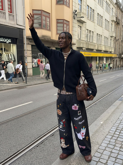 DAXUEN Cropped Wide-Leg Denim Pants | DAXUEN — model photo