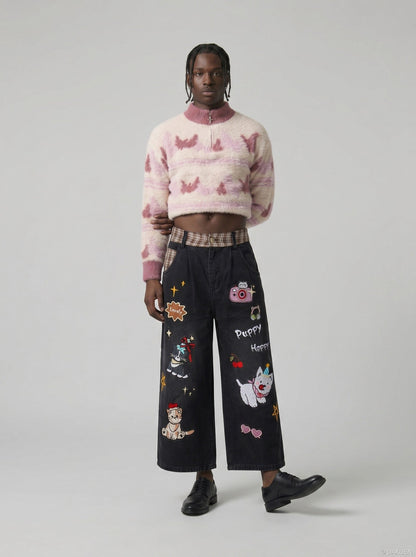 DAXUEN Cropped Wide-Leg Denim Pants | DAXUEN — model photo