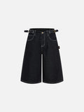 DAXUEN Cropped wide-leg denim trousers in dark wash