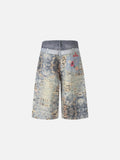 DAXUEN Cropped wide-leg digital print pants with bear graphic