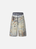 DAXUEN Cropped wide-leg digital print pants with bear graphic