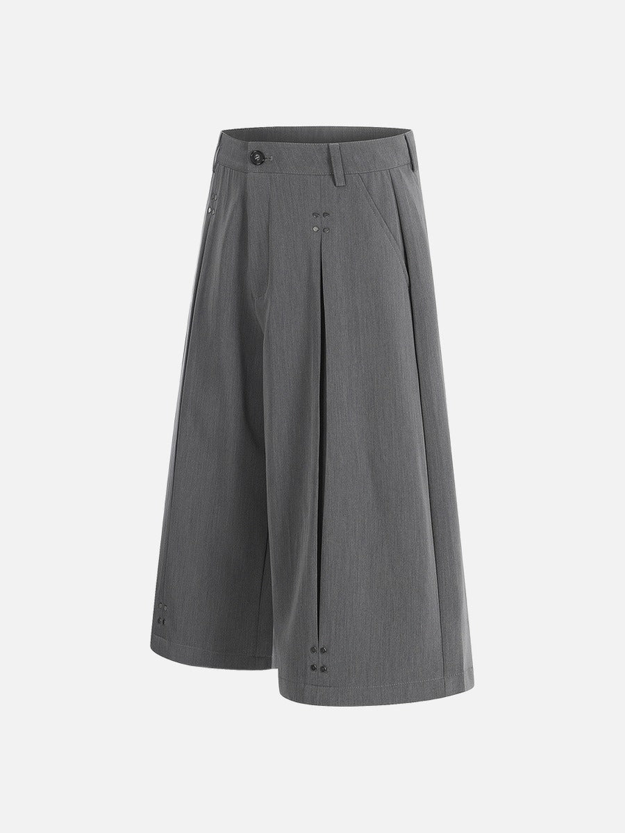 DAXUEN Cropped wide-leg trousers in medium-grey with decorative studs