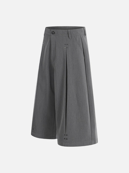 DAXUEN Cropped wide-leg trousers in medium-grey with decorative studs