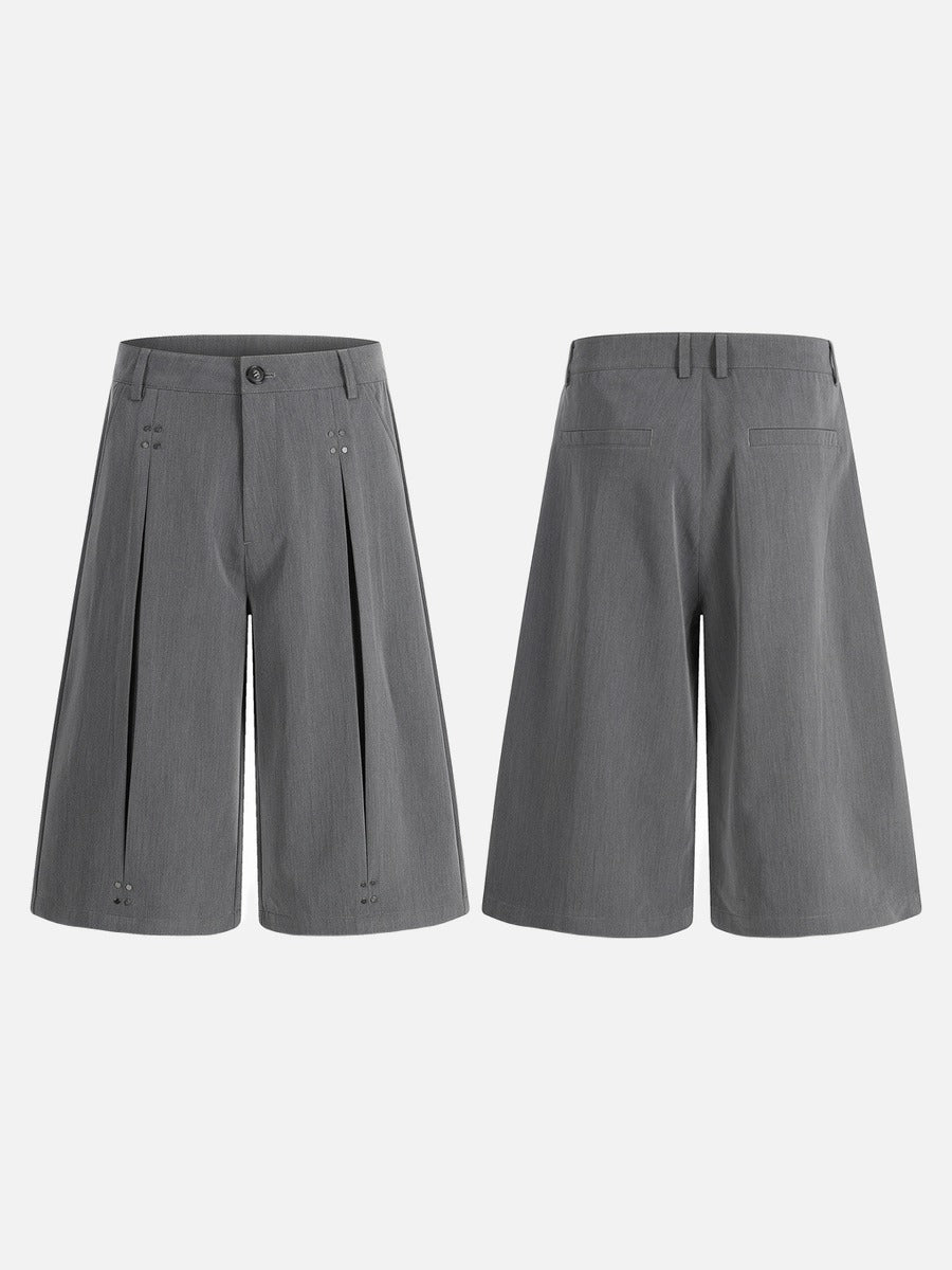 DAXUEN Cropped wide-leg trousers in medium-grey with decorative studs