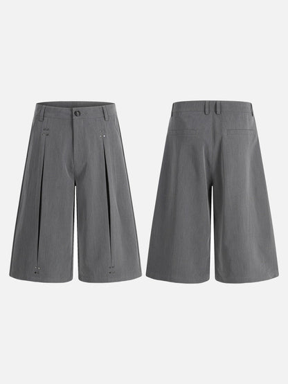 DAXUEN Cropped wide-leg trousers in medium-grey with decorative studs