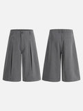 DAXUEN Cropped wide-leg trousers in medium-grey with decorative studs