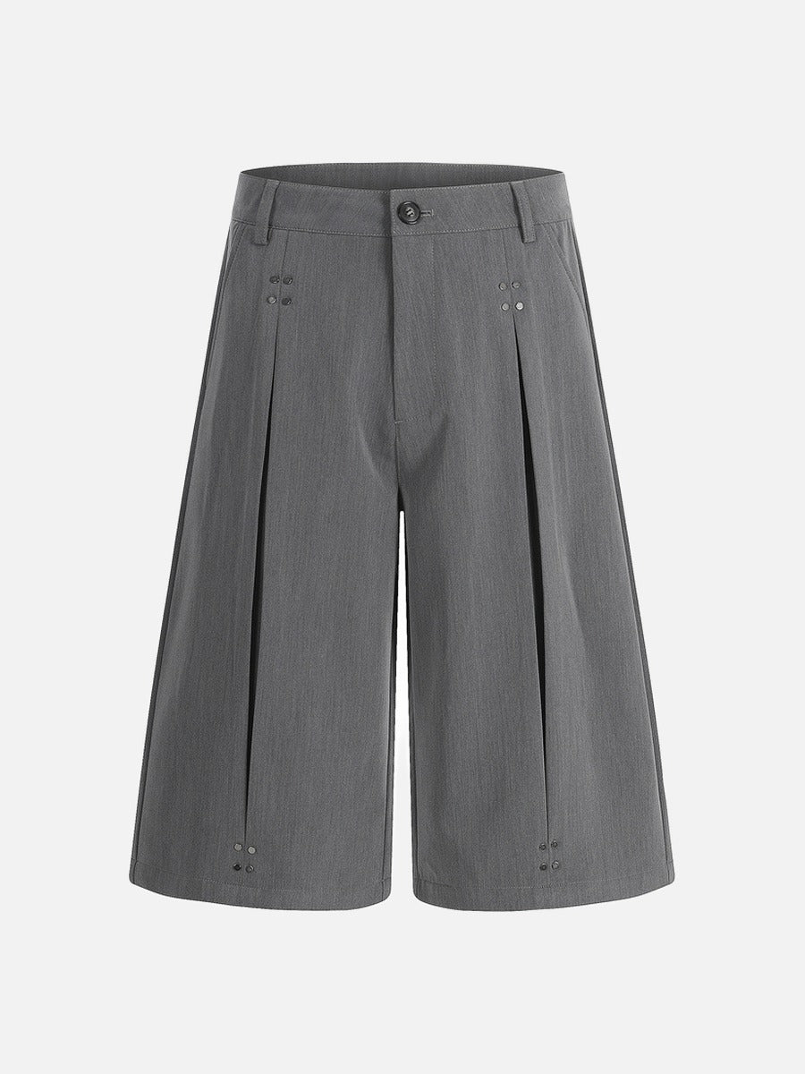 DAXUEN Cropped wide-leg trousers in medium-grey with decorative studs
