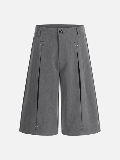 DAXUEN Cropped wide-leg trousers in medium-grey with decorative studs