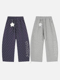 DAXUEN Wide leg sweatpants with cross print and script embroidery