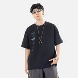 DAXUEN Black short-sleeved crew-neck graphic t-shirt