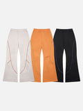 DAXUEN soft matte knit flared pants with contrast stitching