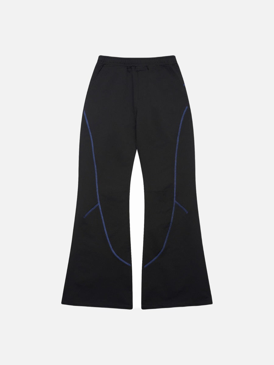 DAXUEN soft matte knit flared pants with contrast stitching