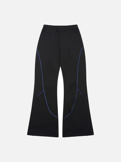 DAXUEN soft matte knit flared pants with contrast stitching