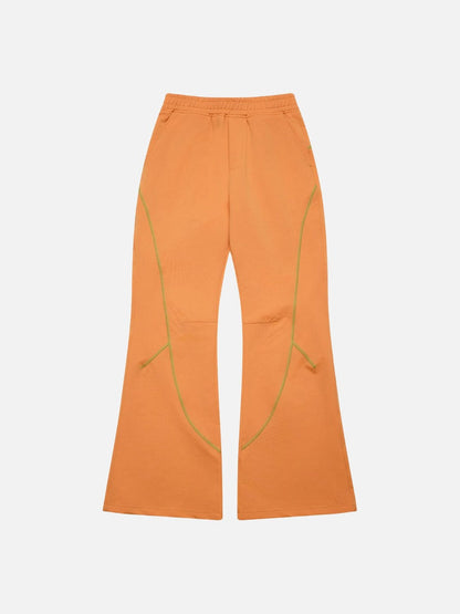 DAXUEN soft matte knit flared pants with contrast stitching