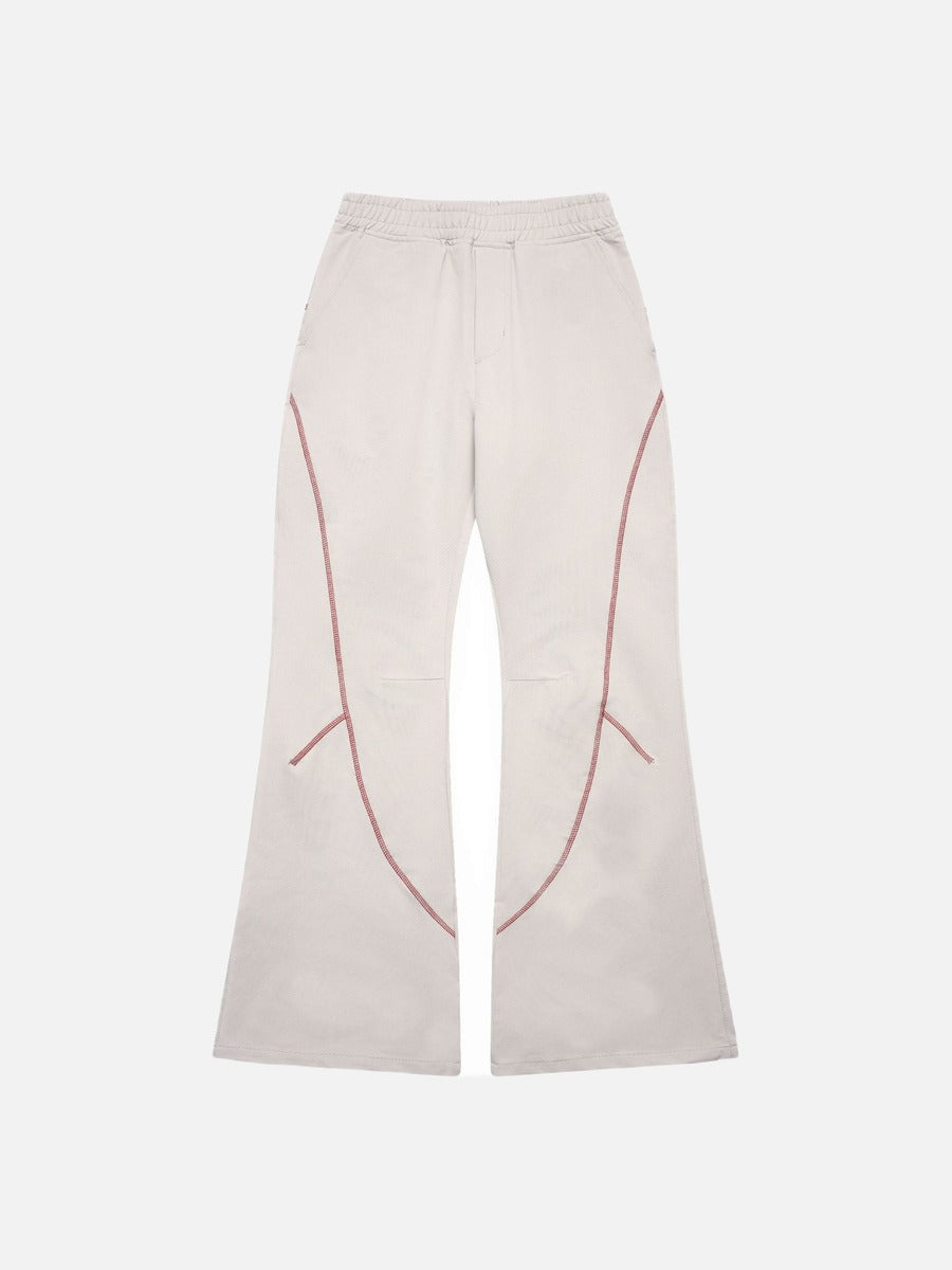DAXUEN soft matte knit flared pants with contrast stitching