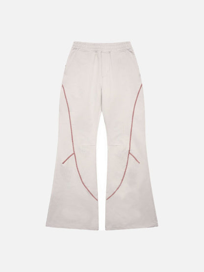 DAXUEN soft matte knit flared pants with contrast stitching