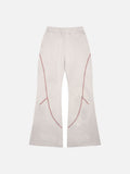 DAXUEN soft matte knit flared pants with contrast stitching