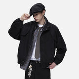 DAXUEN black bomber jacket with curved chest flaps