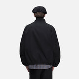 DAXUEN black bomber jacket with curved chest flaps