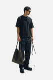 DAXUEN solid grey oversized curved-hem tee
