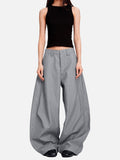 DAXUEN light grey curved-knife wide-leg trousers