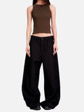 DAXUEN light grey curved-knife wide-leg trousers