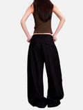 DAXUEN light grey curved-knife wide-leg trousers