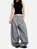 DAXUEN light grey curved-knife wide-leg trousers
