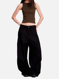 DAXUEN light grey curved-knife wide-leg trousers