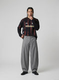 DAXUEN light grey curved-knife wide-leg trousers — model photo