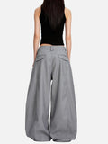 DAXUEN light grey curved-knife wide-leg trousers