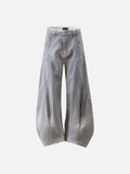 DAXUEN faded grey oversized curved-panel denim pants