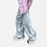 DAXUEN faded grey oversized curved-panel denim pants
