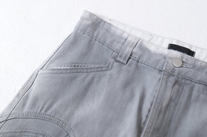 DAXUEN faded grey oversized curved-panel denim pants