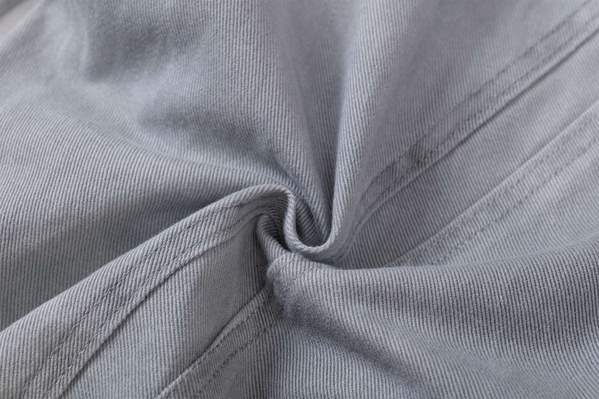 DAXUEN faded grey oversized curved-panel denim pants